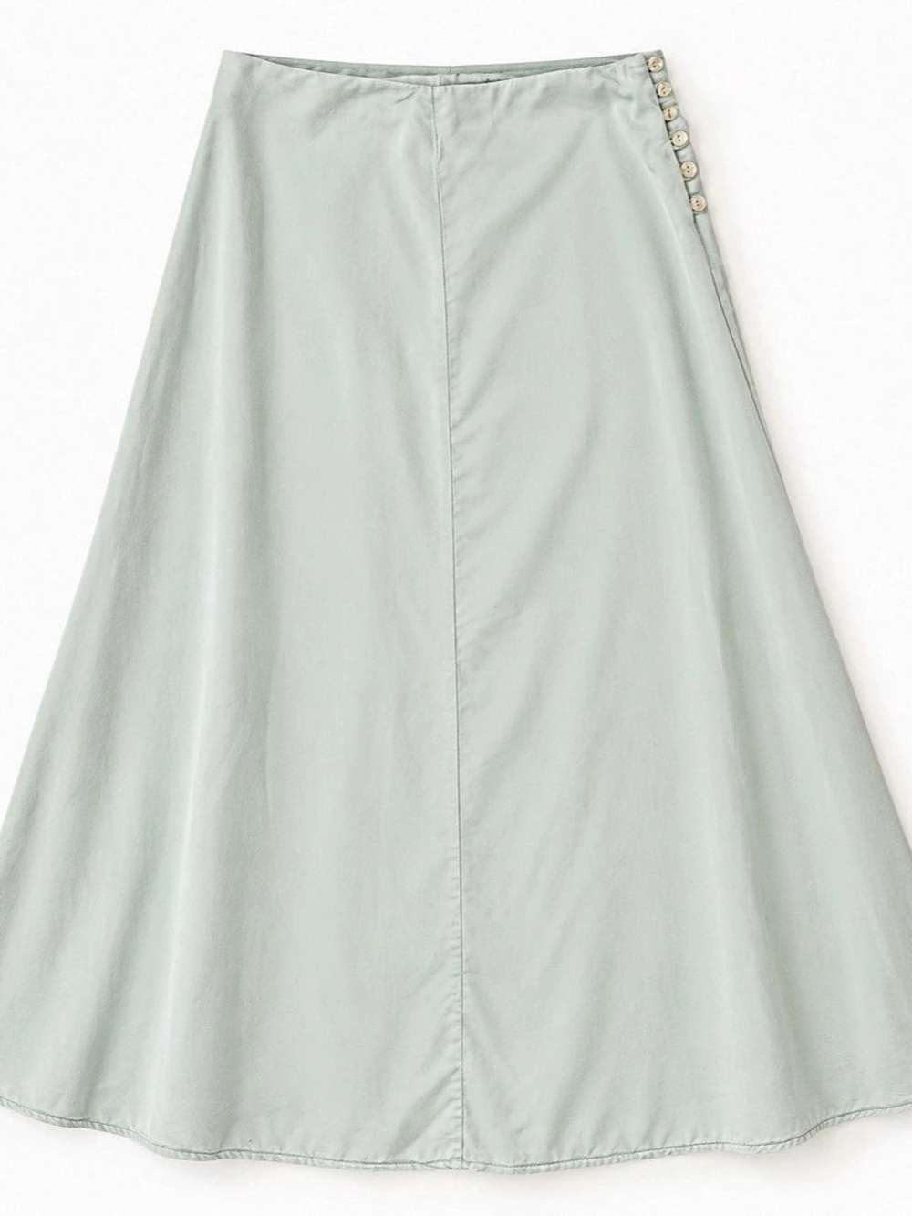 J.Jill 100% Tencel A-Line Maxi Skirt Size 10 Pale Mint Side Button Y2K